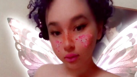 Chubby fairy slut plays with her big boobs and ass