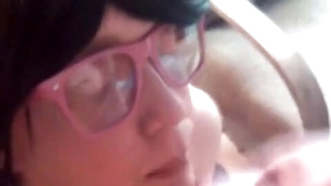 Crossdresser gets a load on her face