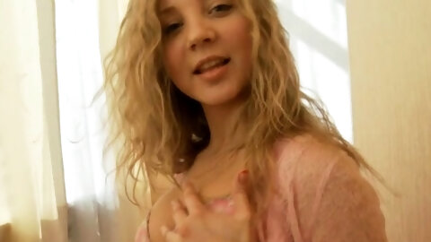 Fresh blonde sweetheart Alice B. first swallowing