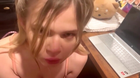 Petite Blonde Teen Learns What Throat Fucking Is Pov