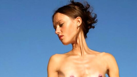 Skinny blonde teen Sveta has solo fantasy