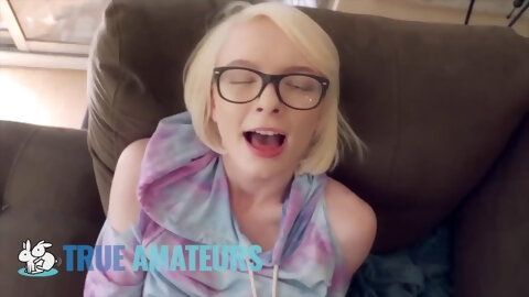 Petite Nerdy blonde craves a big load - Trueamateur