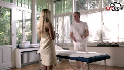 German  blonde  tits teen seduced at sex massage