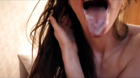 Cum in throat and on tongue