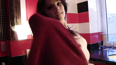 Emo Emily goes solo for pussy fingering pleasure