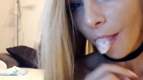 Blonde Petite Teen sloppy blowjob and fucking